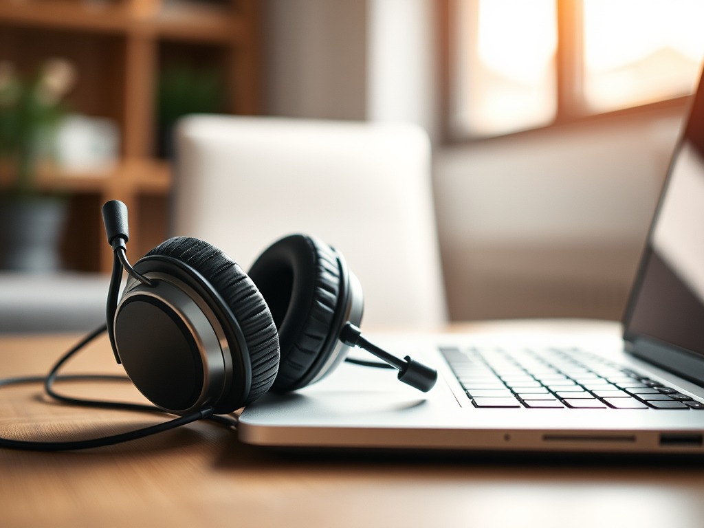 An image displaying headphones and a laptop.