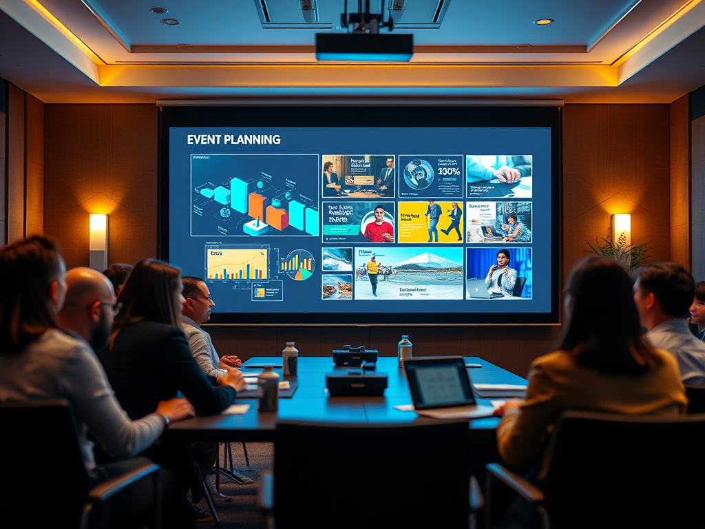 An image showing a presentation on event planning.