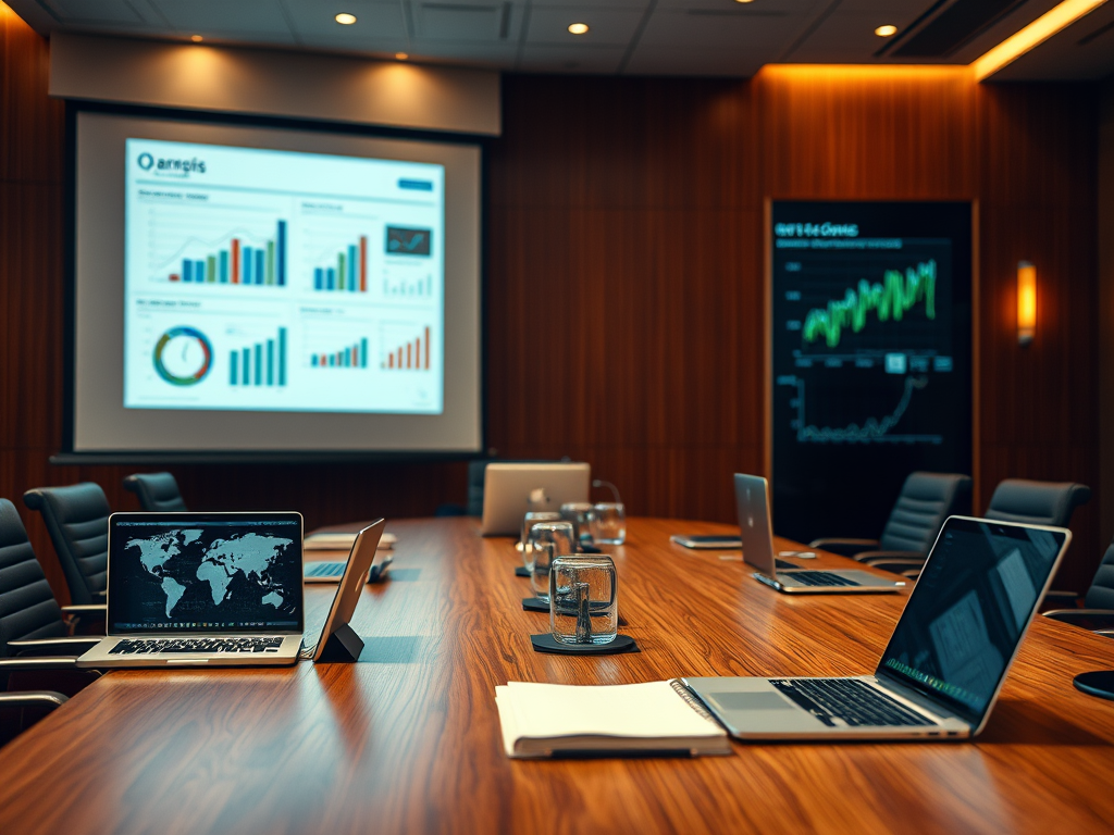 An image showing the use of presentations in a professional environment like for marketing and sales pitches.