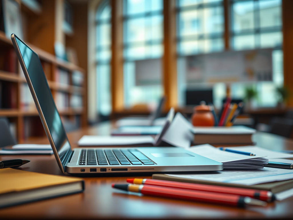 An image that shows a laptop in an academic environment.