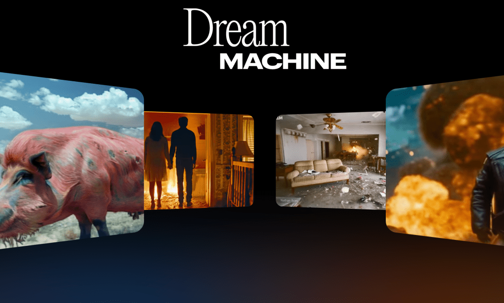 Image showing the presentation screen of the Dream Machine, Luma AI's model for content creation.